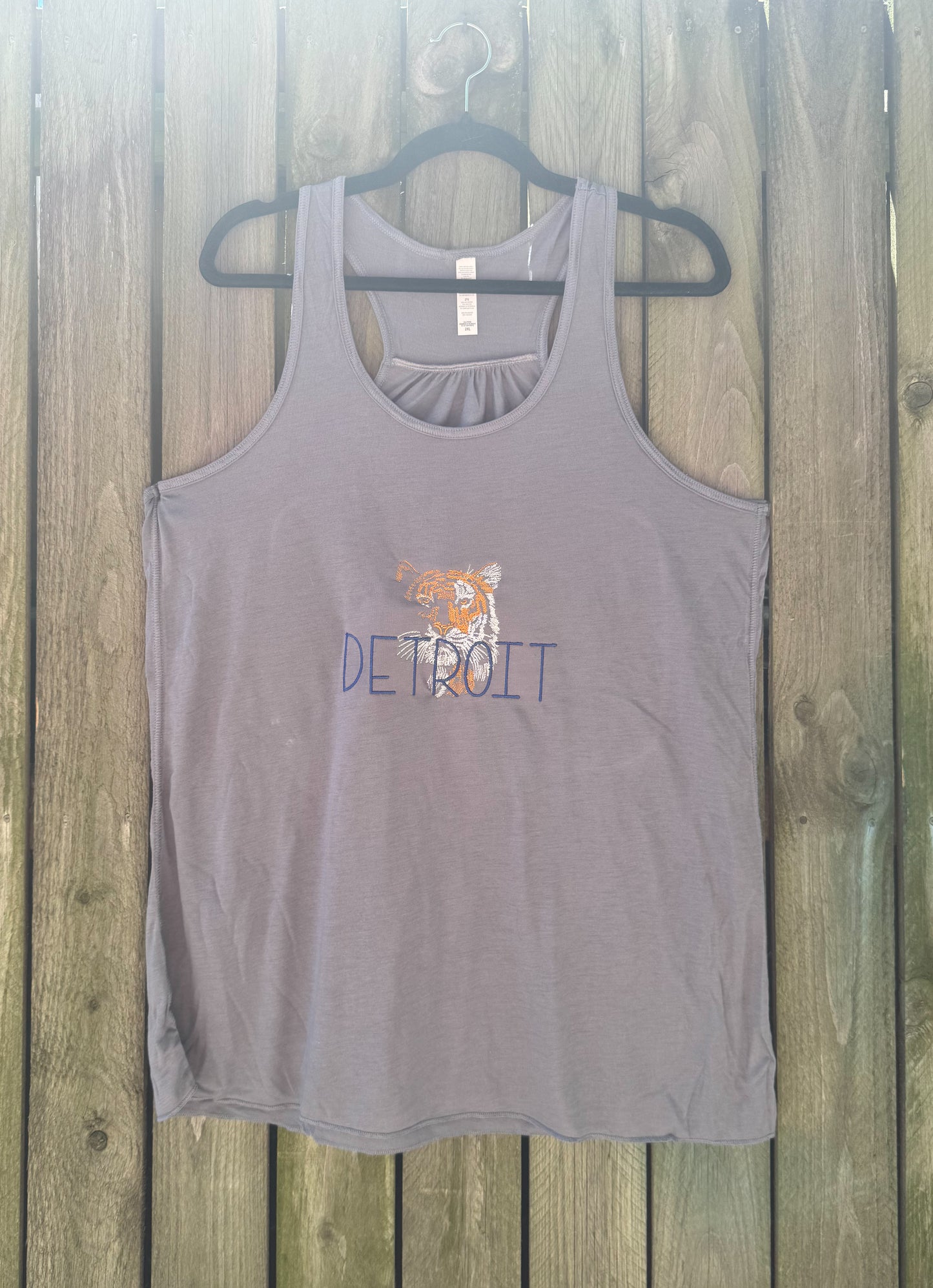 Embroidered DETROIT Tiger Racerback Tank
