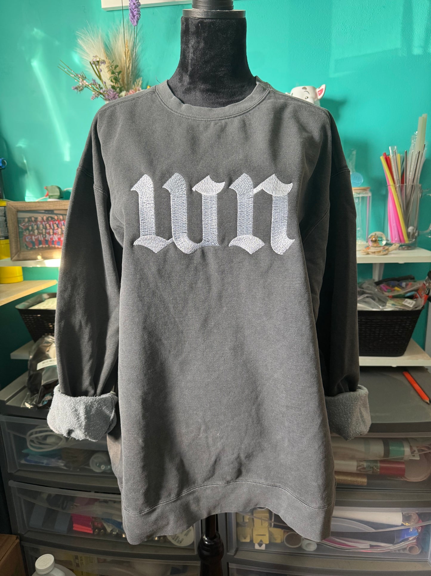 Embroidered Gothic Font Custom Crewneck