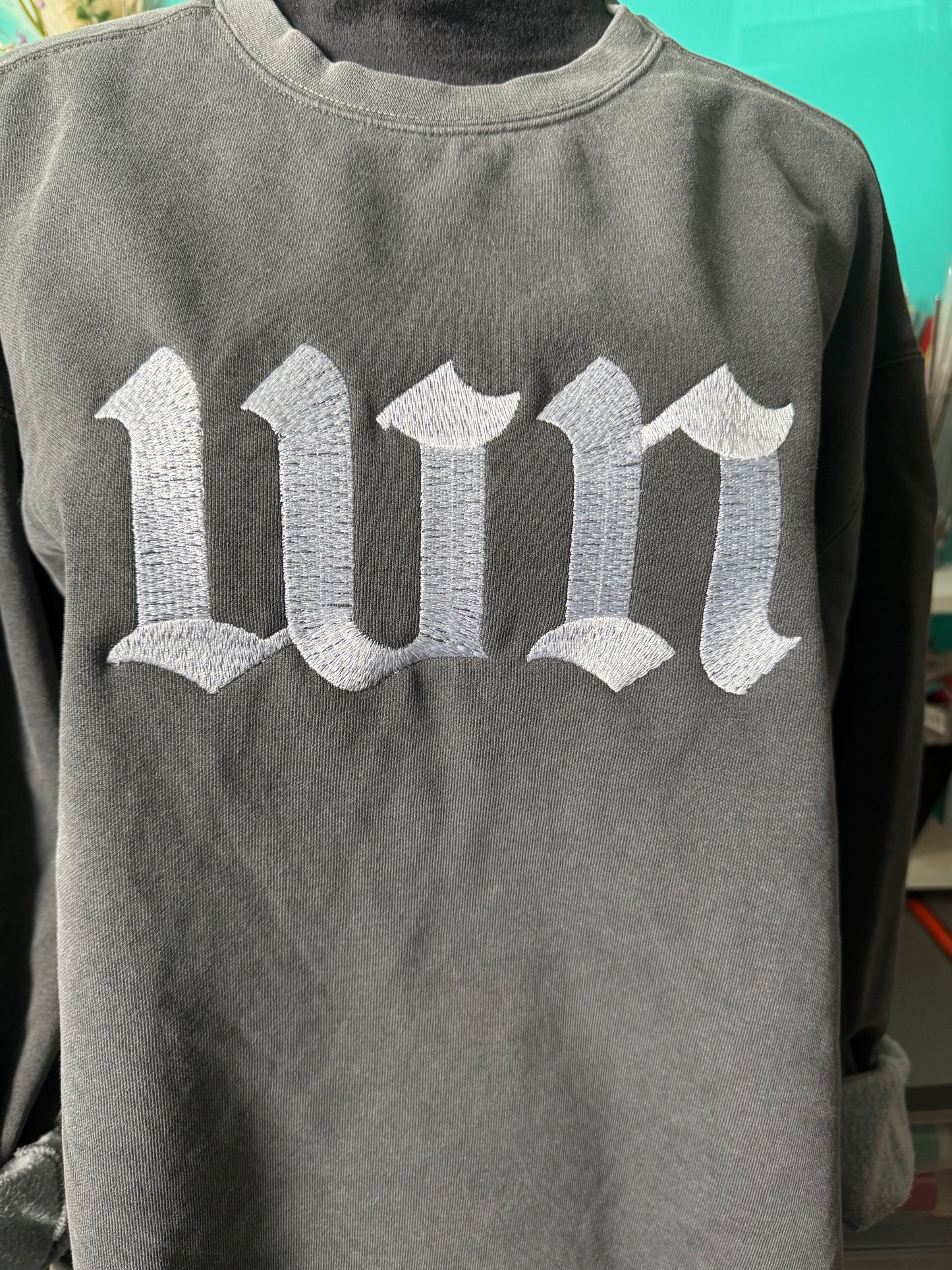 Embroidered Gothic Font Custom Crewneck